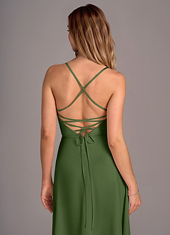 Azazie Mei Bridesmaid Dresses Olive A-Line Chiffon Dress image2