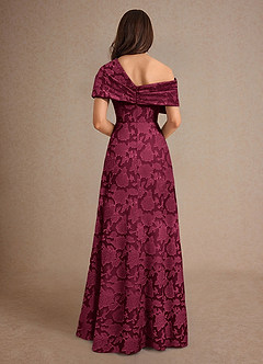 Azazie Milton Mother of the Bride Dresses Burgundy A-Line Pleated Floral Burnout Dress image2