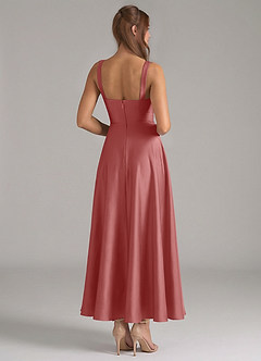 Azazie Shaude Abiti da Damigella Abito A-Line in Raso Elasticizzato Plissettato Rosa Antica image6