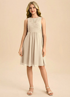 Azazie Skyla Junior Klä av A-Line i Chiffong Plisserad image3