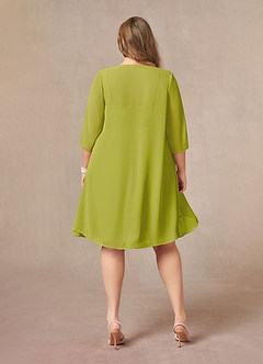 Azazie Olivia Mère de la mariée Robes Robe Trapèze en Mousseline de soie Encolure carrée plissée Citronnelle image8