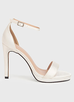 front Satin Platform Ankle Strap Stiletto Heels