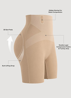 front Szorty modelujące bezszwowe szorty z wkładką 3D Butt-Padding (modelujące brzuch i podnoszące pośladki)