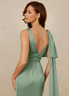 Christian Siriano Bridal for Azazie 1011 Brautjungfernkleider Meerjungfrau-Linie Schleifen Stretch-Satin Kleid Matcha image4