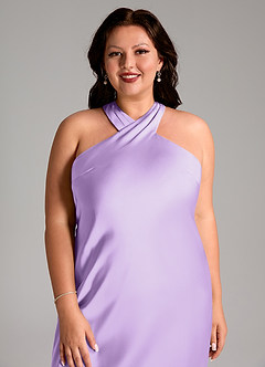Azazie Doretta Bridesmaid Dresses Lilac Mermaid Pleated Stretch Satin Dress image11