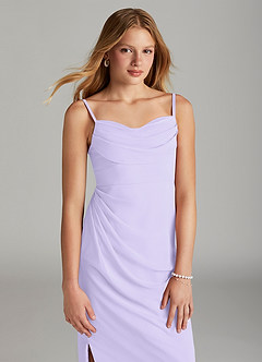 Azazie Mai Junior Lilac Sheath Pleated Chiffon Dress image5