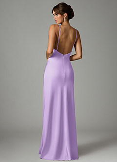 Azazie Stefania Robes de demoiselle d'honneur Robe Trapèze en Satin extensible Lilas image2