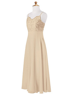 Azazie Sonya Junior Champagne A-Line Lace Chiffon Dress image7