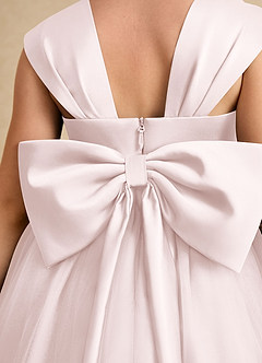 Azazie Chickadee Flower Girl Dresses Blushing Pink Ball-Gown Sweetheart Neckline Matte Satin Dress image6