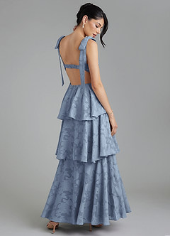 Azazie Jude Bridesmaid Dresses Dusty Blue A-Line Sweetheart Neckline Floral Burnout Dress image1
