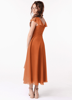 Azazie Posie Junior A-Linie Gestreift Chiffon Kleid Kanel image2