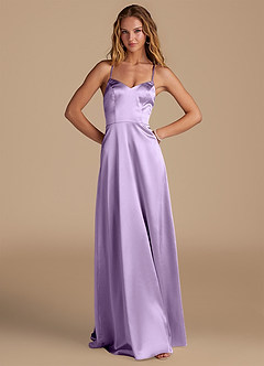Azazie Mei Bridesmaid Dresses Lilac A-Line Metallic Satin Dress image1