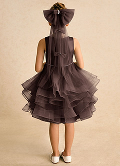 Azazie Tinie Robe Demoiselle D'honneur Fillette Robe Princesse en Tulle Arc Ganache image6