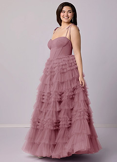Barbie ♥ Azazie Abiti da Damigella Abito A-Line in Tulle Scollo a Cuore Vintage Malva image10