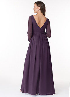 Azazie Teton Maternity Bridesmaid Dresses A-Line Long Sleeve Chiffon Floor-Length Dress image2