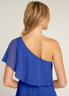 Azazie Lizzy Brautjungfernkleider A-Linie One-Shoulder Chiffon Kleid Königsblau image3