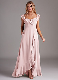 Azazie Lyra Bridesmaid Dresses Blushing Pink A-Line Chiffon Convertible Dress image3