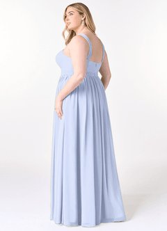 Azazie Elvira Bridesmaid Dresses Ice A-Line Pleated Chiffon Dress image10