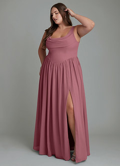 Azazie Novi Bridesmaid Dresses Desert Rose A-Line Pleated Chiffon Dress image9