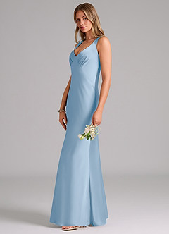 Azazie Kamila Brudepigekjoler En streg Plisseret Stræk satin Gulv-længde Kjole image6