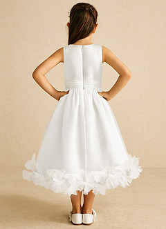 Azazie Stardust Flower Girl Dresses Ivory A-Line Sleeveless Organza Dress image4