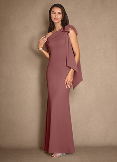 Azazie Myers Mother of the Bride Dresses Desert Rose Mermaid Pleated Stretch Crepe Dress image4