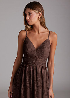 Azazie Nathalia Bridesmaid Dresses Ganache A-Line Bow Floral Burnout Dress image5