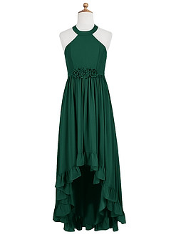 Azazie Hermione Junior Emerald A-Line Chiffon Dress image6