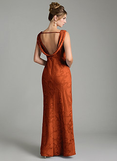 Azazie Kieryn Bridesmaid Dresses Paprika Mermaid Pleated Floral Burnout Dress image12