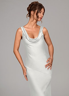 Azazie Rylina Brudtärnklänningar Klä av Sjöjungfru i Stretch Satin Vit image7