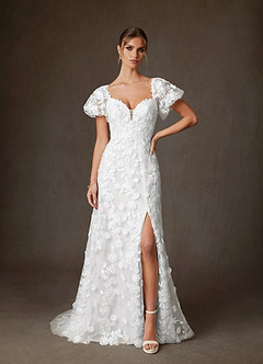 Azazie Vivienne Wedding Dresses Diamond White A-Line Sweetheart Lace Dress image5