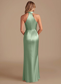 Azazie Karlotta Bridesmaid Dresses Matcha Sheath Pleated Metallic Satin Dress image2