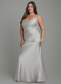 Azazie Agustina Bridesmaid Dresses Silver Mermaid Corset Stretch Satin Dress image11