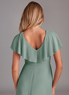 Azazie Lainey Bridesmaid Dresses Silver Sage A-Line with Pockets Chiffon Dress image2