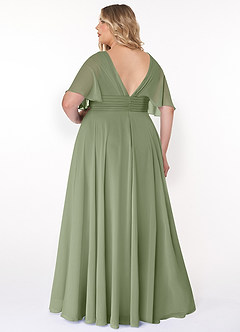 Azazie Pamela Bridesmaid Dresses Pistachio A-Line V-Neck Pleated Chiffon Dress image7