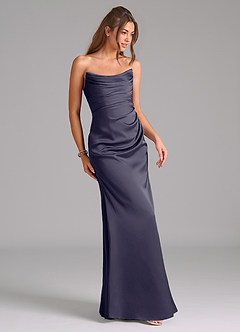 Azazie Lucille Vestidos de damas de honor Vestido de Tormenta de Satén Elástico de Corte Sirena Convertible con Sin tirantes image5
