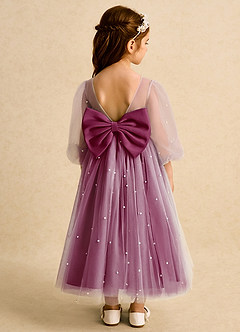 Azazie Trudy Flower Girl Dresses Mulberry Ball-Gown Sweetheart Neckline Tulle Dress image2
