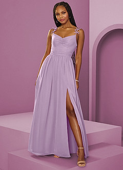 Barbie ♥ Azazie Robes de demoiselle d'honneur Robe Trapèze en Mousseline de soie Plissée Frostiges Flieder image4