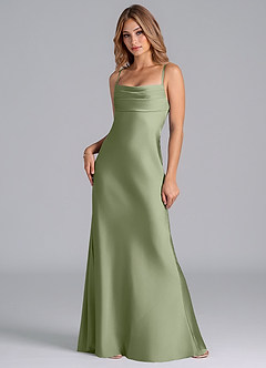 Azazie Seema Bridesmaid Dresses Pistachio Mermaid Corset Stretch Satin Dress image3