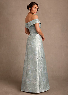 Azazie Elzbieta Mother of the Bride Dresses Agave Jacquard A-Line Off the Shoulder Jacquard Dress image2