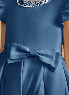 Azazie Pearl Flower Girl Dresses Twilight Ball-Gown Pleated Matte Satin Dress image7