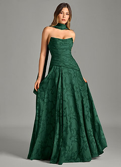 Azazie Gabriela Bridesmaid Dresses Dark Green A-Line Strapless Floral Burnout Dress image7