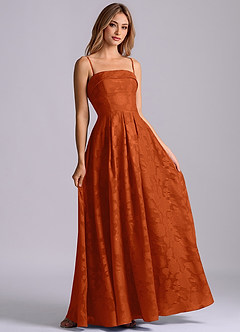Azazie Lucienne Bridesmaid Dresses Paprika A-Line Strapless Floral Burnout Dress image6