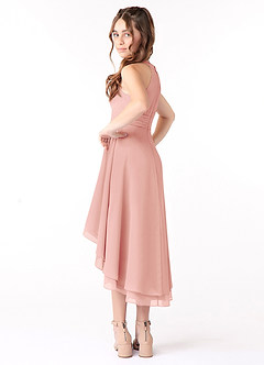 Azazie Linna Junior Rosette A-Line Pleated Chiffon Dress image2