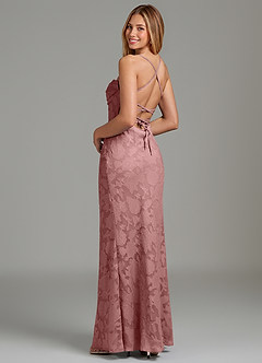 Azazie Ola Bridesmaid Dresses Dusty Rose Mermaid Corset Floral Burnout Dress image2