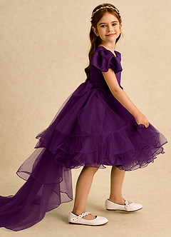 Azazie Cocoa vestidos de niña de las flores Vestido de Uva de Tul de Princesa con Plisado image1