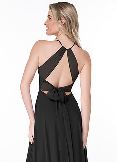 Azazie Evalleen Bridesmaid Dresses Black A-Line Pleated Chiffon Dress image3