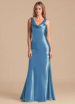 Azazie Rylina 신부 들러리 드레스 인어 메탈릭 새틴 바닥 길이 드레스 image5