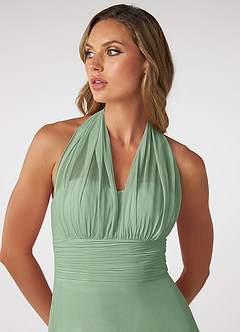 Azazie Fifi At-home Try On Dresses Matcha A-Line Strapless Chiffon Convertible Dress image11