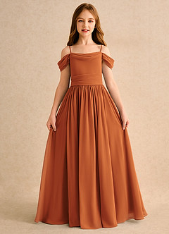 Azazie Shia Girls Formal Blumenmädchenkleider A-Linie Schulterfrei Chiffon Kleid Kanel image5